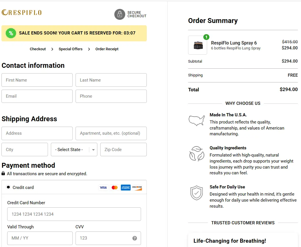 RespiFlo Order Page